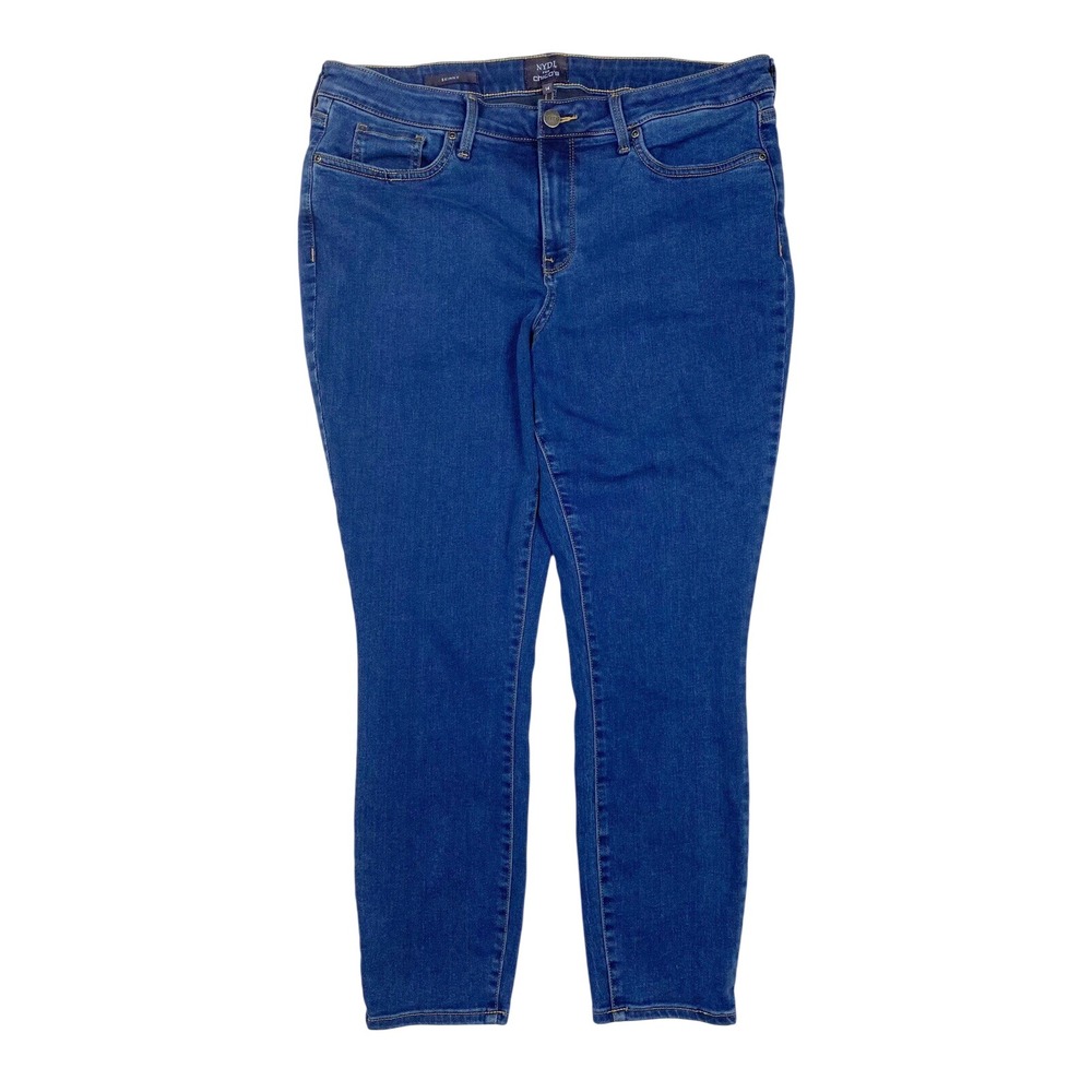 NYDJ for Chico's Lift Tuck Skinny Stretch Denim Jeans Womens 14 Blue‎